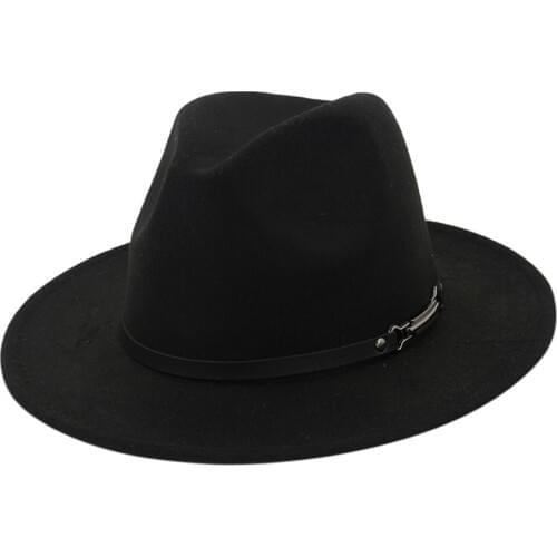 Fedora Hat Men Women Imitation Woolen Winter Women Felt Hats Men Fashion Black Top Jazz Hat Fedoras Chapeau Sombrero Mujer 2020