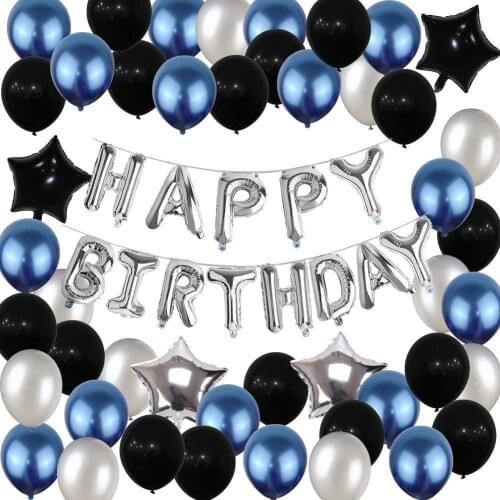 Night Blue Birthday Balloon Package Blue Silver Birthday Banner Apple Blue Birthday Decoration Balloon Chain Party Decoration
