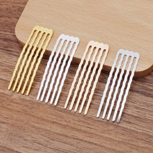 50PCS 15x50mm Hair Combs Base Gold Silver Plated Metal Hair Combs Setting DIY Handmade Jewelry Accessories