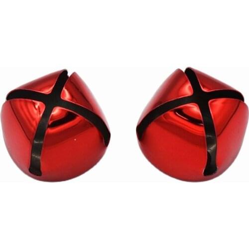 38mm Red Jingle Bell Charms Christmas Bell Durable Jingle Cross Bells Decoration Ornaments Pendant Bells with Ribbon DIY Craft