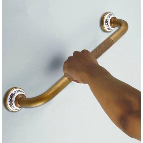 Brass Grab Bar Balance Handrail Shower Assist Bathroom Mounted Safety Hand Wall Mount For Handicap Bath Handle Elderly Disabled
