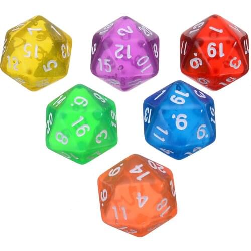 Mayitr 6pcs/set Mixed Color Dice Multi-side Dice Set for TRPG Games Funny Playing Clear Resin Dice Set