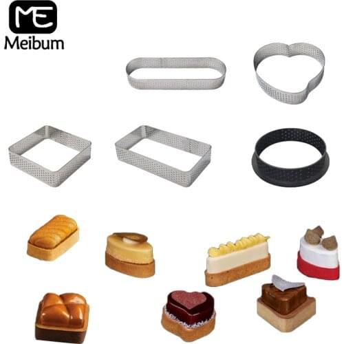 Meibum French Dessert Various Stainless Steel Tart Ring Fruit Cream Pie Pan Cheese Mousse Cake Mold Pizza Mould Bake Tools