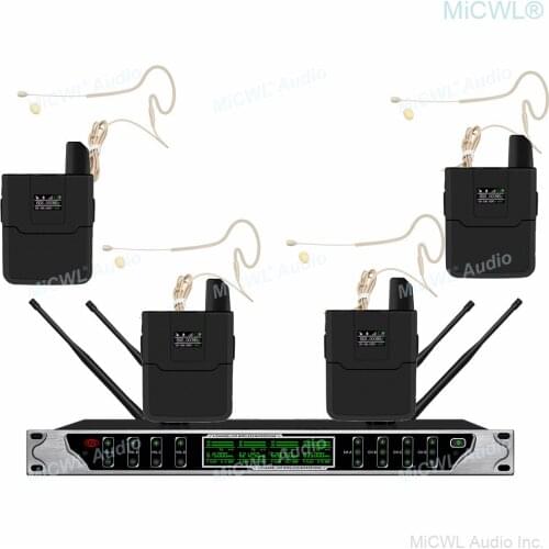 MiCWL DMS800 Digital Wireless Microphone 4 Beige Single ear Headset Karaoke Mics System 400 Channel Handheld Cardioid Lapel