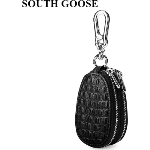 SOUTH GOOSE Fashion Key Wallets PU Leather Double Zipper Key Holder Men Car Key Bag Crocodile Pattern Lady Housekeeper Keychain