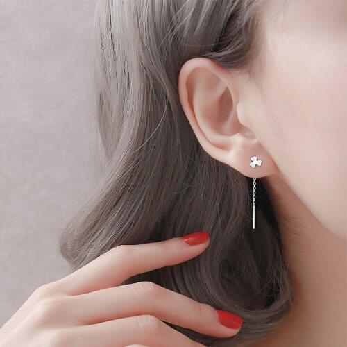 2021 New Long Tassel Earrings Three Leaf Clover Earrings Pendants Hang Womens Long Chain Needles Popular Earrings Jewelry