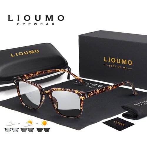 LIOUMO Design Photochromic Sunglasses For Men Women Square Frame Driving Goggles Polarized Anti-Glare Lens lentes de sol hombre