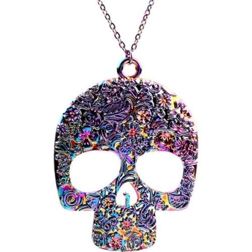1PC Rainbow Color Alloy Mask Dagger Dragon Leaf Cacida Reindeer Charm Stainless Steel Necklaces for Female Best Jewelry Gift