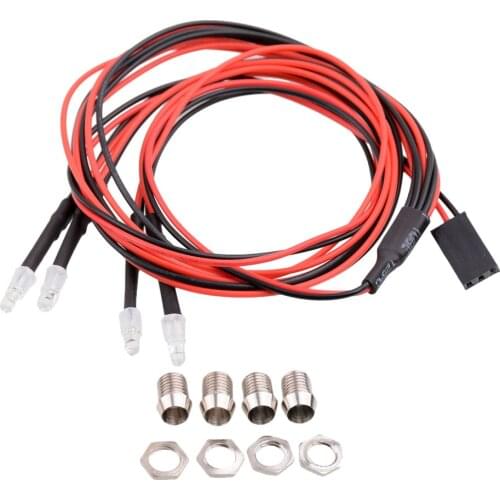 Headlights 3mm for 1/5 1/8 1/10 1/12 1/16 RC Car Truck 4 LED Light Kit