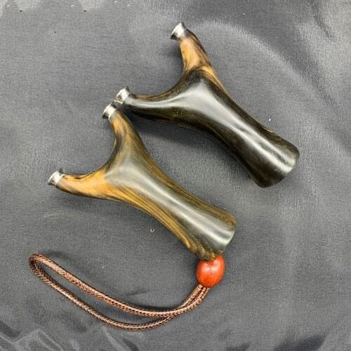 New natural horn slingshot titanium alloy support head flat leather bullet hand-made high-power outdoor rifle slingshot