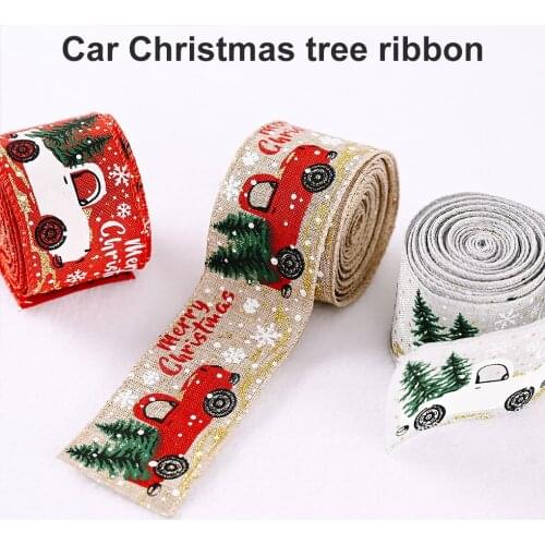 Christmas Ribbon Printed Burlap Ribbons For Gift Wrapping Wedding Decoration Hair Bows DIY Christmas Tree Ribbon Wreath Bows