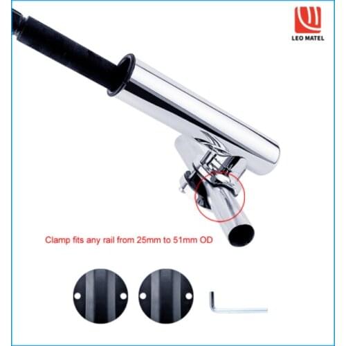Stainless Steel 316 Fishing Rod Rack Holder Rail Mounted Rest Pole Bracket Support for 25 to 51mm Rail Marine Boat Accessories