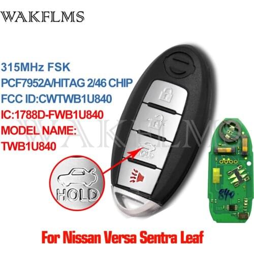 Smart Remtoe Car Key Fob For Nissan Versa Sentra Leaf 2013 2014 2015 2016 2017 CWTWB1U840 TWB1U840