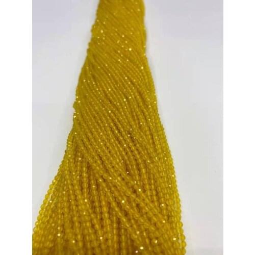 Natural stone jewelry DIY yellow agate face bead 2mm, 3mm, 4mm, 38cm length