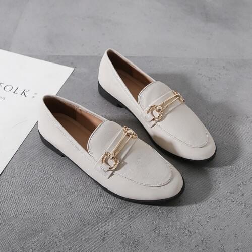 British style retro leather shoes womens autumn versatile lefook shoes womens flat bottom thick heel shoes women shoes