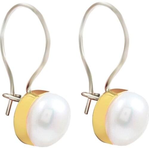 Natural Pearl Cubic Zirconia Authentic Silver Women Earrings 925 Sterling Mini Earrings Pearl Earrings