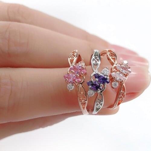 ZHOUYANG Ring For Women Elegant Style 3 Color CZ Crystal Hollow Out Rose Gold Sliver Color Engagement Fashion Jewelry R671 R777