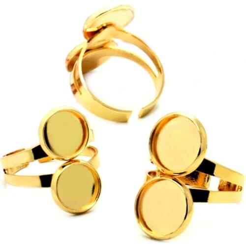 10pcs 2019 Hot Sale Fadeable Ring Blank Base Baffle 10mm 12mm For Glass Cabochon Gemstone Jewelry Making Accessories Wholesale