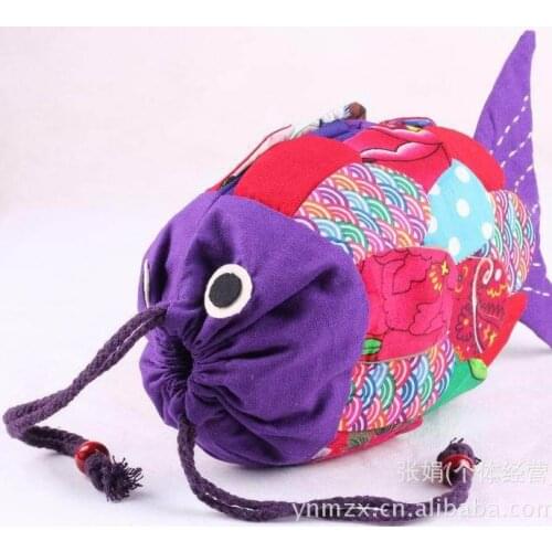 5pcs/lot Newest Fish Shape Cotton Fabric Coin Purses Wallet Fashion Small Money Bag Clutch Bag shoulder bag