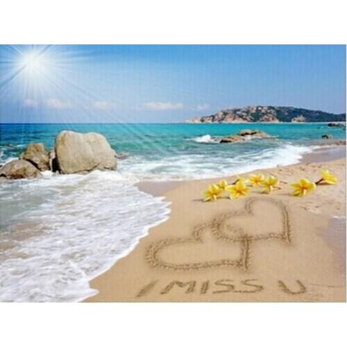 5D Full Drilled Diy Diamond Painting Handmade Scenery Beach Cross Stitch Resin Square Diamond Sets Diamond Embroidery
