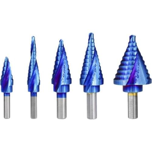 6-Pieces Quick Change SAE Spiral Grooved Step Drill Bit Set with Total 50 Step Sizes with Handy Storage Case