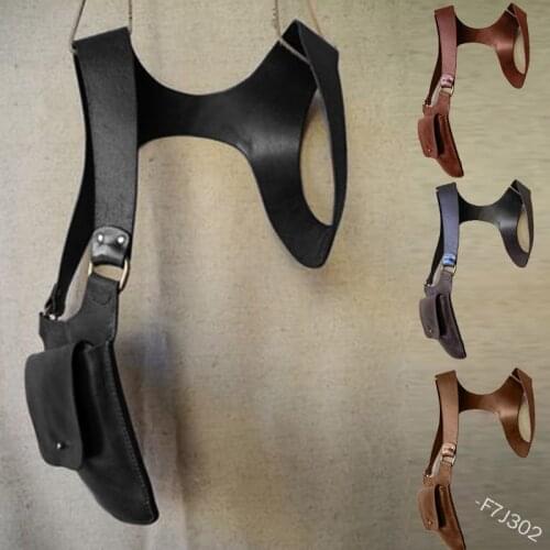 PU Shoulder Guard Accessory Gothic Punk Metal Retro Shoulder Armors Strap Arm Protector & Belt Bag Medieval Cosplay Costume