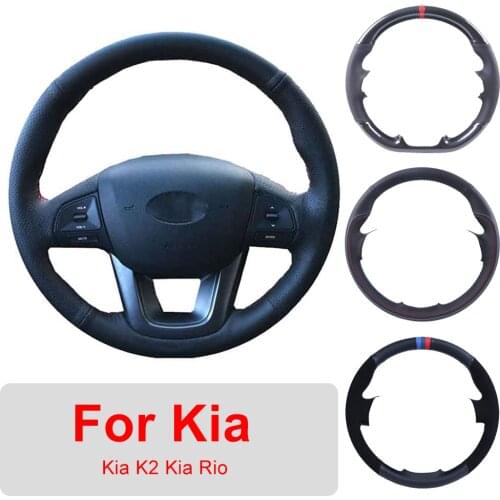 DIY Car Steering Wheel Cover Customized For Kia K2 Kia Rio 2011 2012 2013 Leather Braiding Covers For Steering Wheel