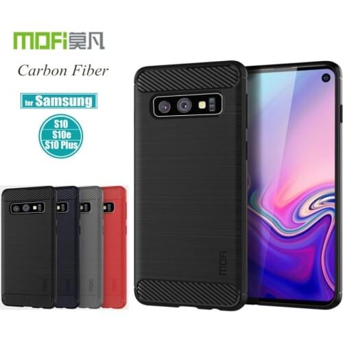 MOFi Case For Samsung galaxy S10 / S10 (5G) Carbon Fiber Texture Soft Back Phone Cover For Samsung Galaxy S10 Plus Lite