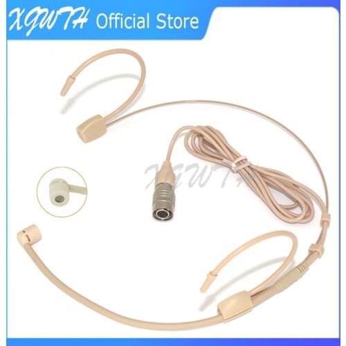 Double Over Ear Headset Microphone Headband Head Wearing Mic for Audio Technica Wireless Body-Pack Transmitter Hirose 4 Pin