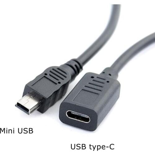 25CM USB Type-c to Mini USB Cable 2.0 5pin Mini-B Male to USB 3.1 USB-C female Converter Adapter Data Charging Cable