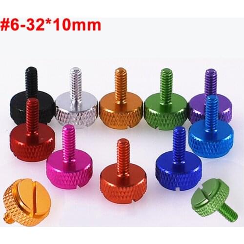3PCS #6-32*10mm UNC Coarse Teeth Slotted Knurled Thumb Screws Non-slip Computer Case Hand Screw Aluminum Alloy