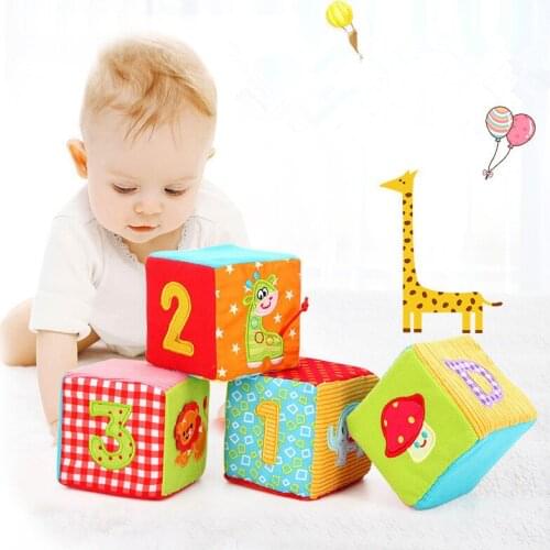 Early education building blocks letter digital animal cognition can bite cloth building blocks toy gifts for babies