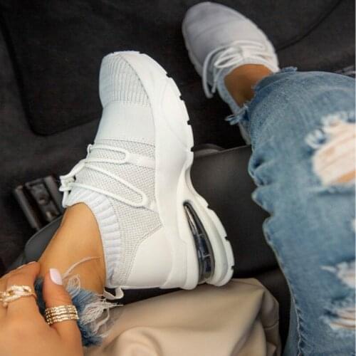 Sneakers for Women Summer Woman Breathable Sock Casual Shoes Lace Up Tennis Mesh Shoes Female Sport Shoes Ladies Flat Big Size