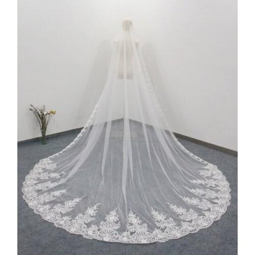 Soft Edge Lace Bridal Veil Floral Bridal Veil Cathedral Veil Floral Lace Veil Stunning Veil One Tier Chapel Veil Wedding Veil wi