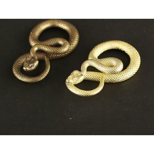 Small Vintage Handmade Brass Zodiac snake DIY Keychain ring ornament Miniature Fitting Keychain Pendant m001