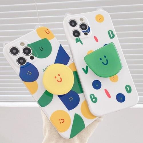 Fashion INS Cat Ear Phone Case with Griptok Holder for IPhone 12 11 Pro Max X XS XR XSMAX 8 2020 SE Protective Cover Accessories