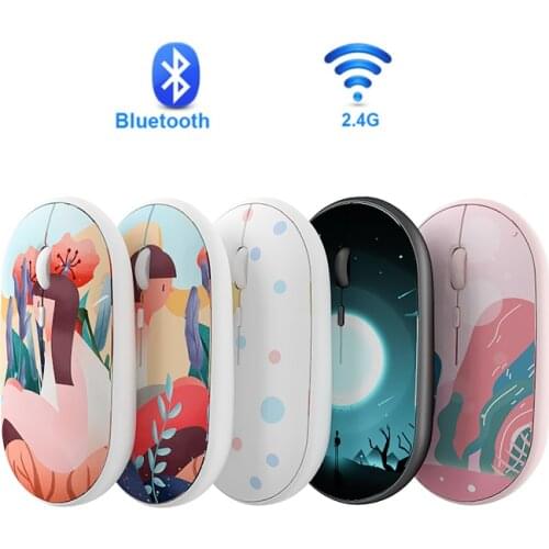 Wireless Mouse Rechargeable Bluetooth 5.0 Computer Mouse For Macbook Lenovo Ultra Slim Ergonomic Silent Cute Cartoon Game Mause