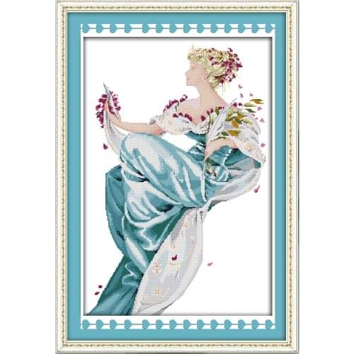 Summer queen cross stitch kit beauty women 18ct 14ct 11ct count printed canvas x stitches embroidery DIY handmade needlework