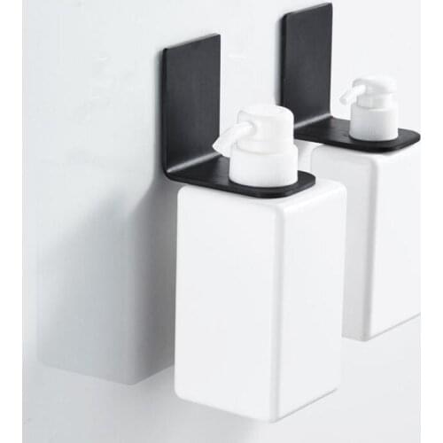 1pc Stainless Shampoo Holder Wall Mounted Shower Bottle Hanger Storage Rack for Bathroom Wall Mounted Self Sticky Hooks