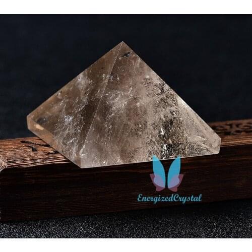 Natural Smoky Clear Quartz Healing Crystal Pyramid Reiki Healing Chakra Decor