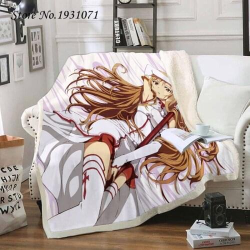 NEW Sword Art Online 3D Printed Fleece Blanket for Beds Thick Quilt Fashion Bedspread Sherpa Throw Blanket Adults Kids 02