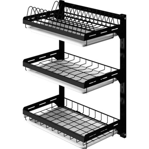 2/3Tier Stainless Steel Kitchen Dish Rack Plate Cutlery Cup Dish Drainer Drying Rack Wall Mount Kitchen Organizer Storage Holder