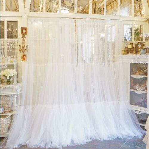 New Dots Embroidered Sheer Curtain Double Layers Tulles Organza Sheer Panel Window Treatment Princess Style White Tulle Curtains