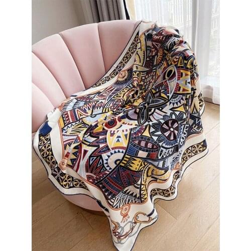 KMS Scarf Shawl Hijab Women Luxury Scarves Silk Wool scarf autumn and winter all-match velvet square wool shawl 110cm*110cm