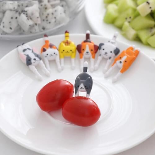 Cute Mini 7 Pcs Fruit Forks Animal Children Cake Dessert Pick Bento Lunches Party Outing Festival Decor Products Supplies