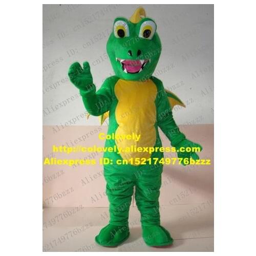 Lovely Green Dinosaur Phytodinosauria Dino Stegosaurus Dragon Loong Mascot Costume Mascotte With Yellow Belly No.231 Free Ship