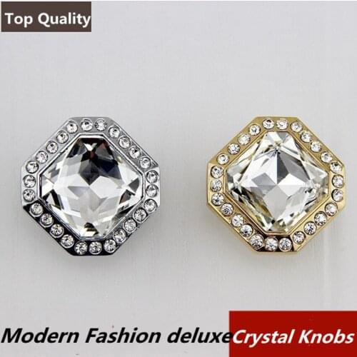 Modern fashion deluxe rhinestone drawer tv cabinet knobs pulls golden silver k9 crystal wine cabinet cupboard door handles knobs