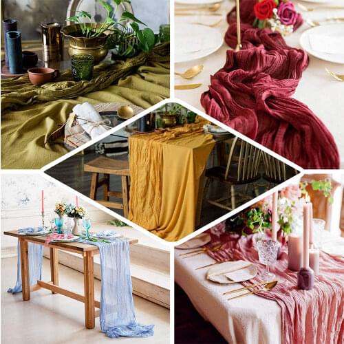 Wedding Decor Gauze Table Runners Birthday Gifts Table Decor Tablecloth Rustic Party Reusable Soft Cotton Runners 24 x160inch