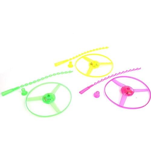 1 Piece Glowing Hand Push Up Flying Luminous Outdoor Children Toys Small Rotating Aircraft With Launcher Gift For Children