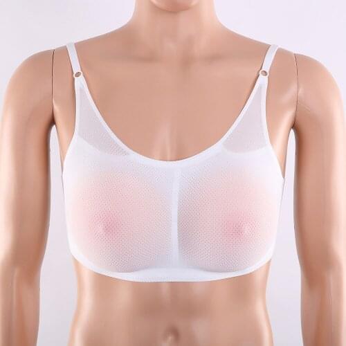 Triangle Fake Breasts with Underwear Set Mesh Sexy Underwear CD Crossdressing Silicone Prosthetic Breast Shapewear A-E Cup